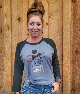 PRE ORDER l "Thankful Mother Heifer" Unisex Gray/ Black Baseball Tee