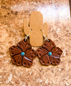 "The Boss Lady" Tooled Leather Earrings